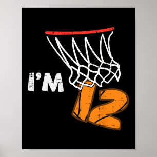 Affiche Squetll d'anniversaire 12 ans Je suis 12 Douze ans