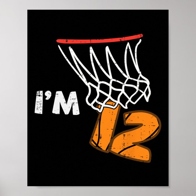 Affiche Squetll d'anniversaire 12 ans Je suis 12 Douze ans (Devant)
