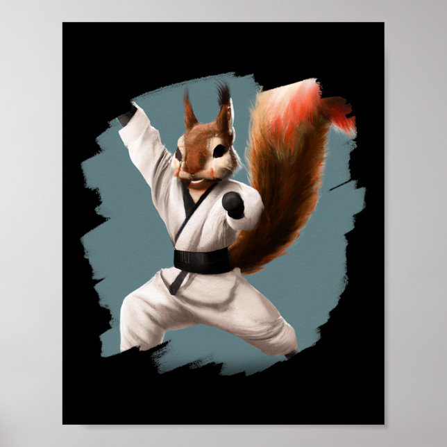 Affiche Squirrel Doing Karate Kick Black Belt Martial Arts (Devant)