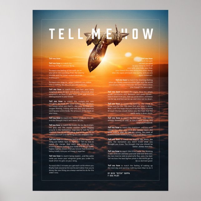 Affiche SR-71, coucher du soleil, avec Tell Me How ode au  (Devant)