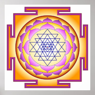 Affiche Sri Yantra Chakra Shiva Shakti Navayoni Goddess 