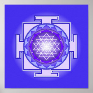 Affiche Sri Yantra Mandala Purple and Blue Print