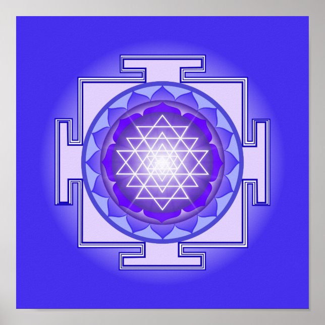 Affiche Sri Yantra Mandala Purple and Blue Print (Devant)