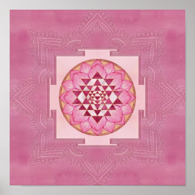 Affiche Sri Yantra / Sri Chakra dans lotus (Devant)