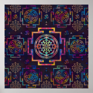 Affiche Sri Yantra / Sri Chakra en couleur