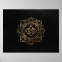 Sri Yantra / Sri Chakra en lotus dorés