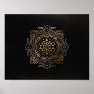 Affiche Sri Yantra / Sri Chakra en lotus dorés