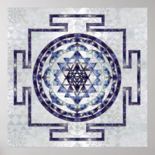 Affiche Sri Yantra / Sri Chakra Gemstone et perle