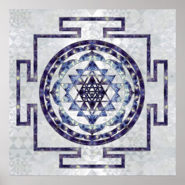 Affiche Sri Yantra / Sri Chakra Gemstone et perle (Devant)