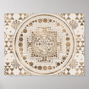 Affiche Sri Yantra / Sri Chakra Pastel Gold