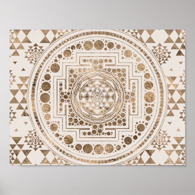 Affiche Sri Yantra / Sri Chakra Pastel Gold (Devant)