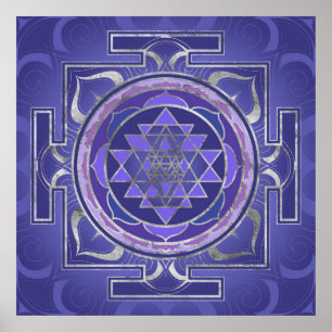 Affiche Sri Yantra / Sri Chakra violet et argent