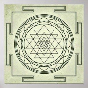 Affiche Sri Yantra sur le parchemin