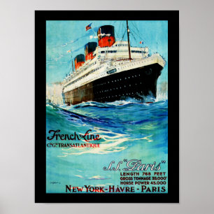Affiche ss Paris ~ French Line