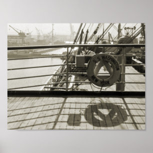 Affiche SS Washington Luxury Liner Cruise Ship 1930's Deck