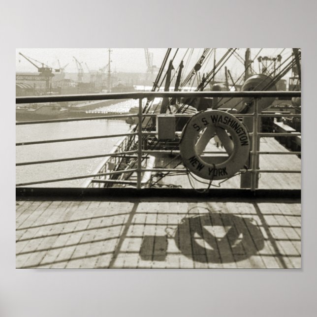 Affiche SS Washington Luxury Liner Cruise Ship 1930's Deck (Devant)