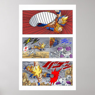 Affiche SSJ Goku frappe Frieza