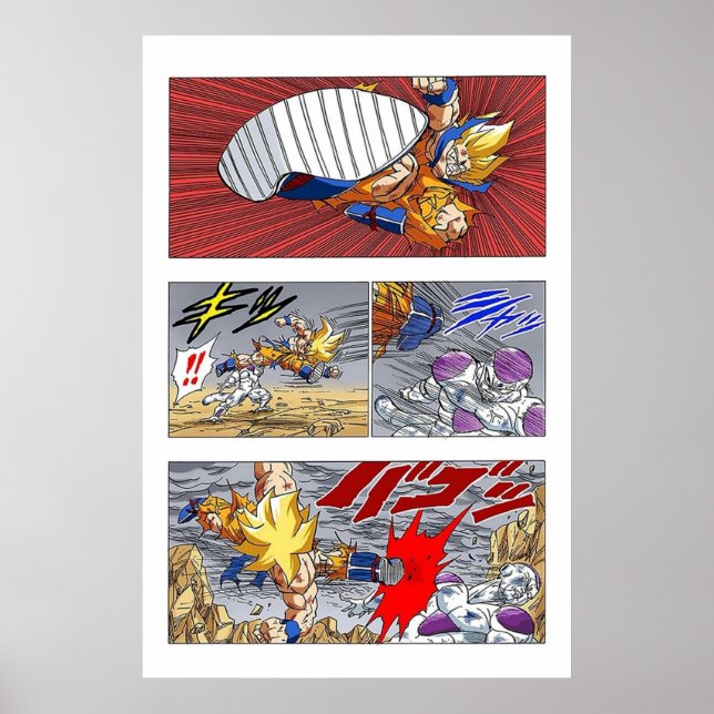 Affiche SSJ Goku frappe Frieza (Devant)