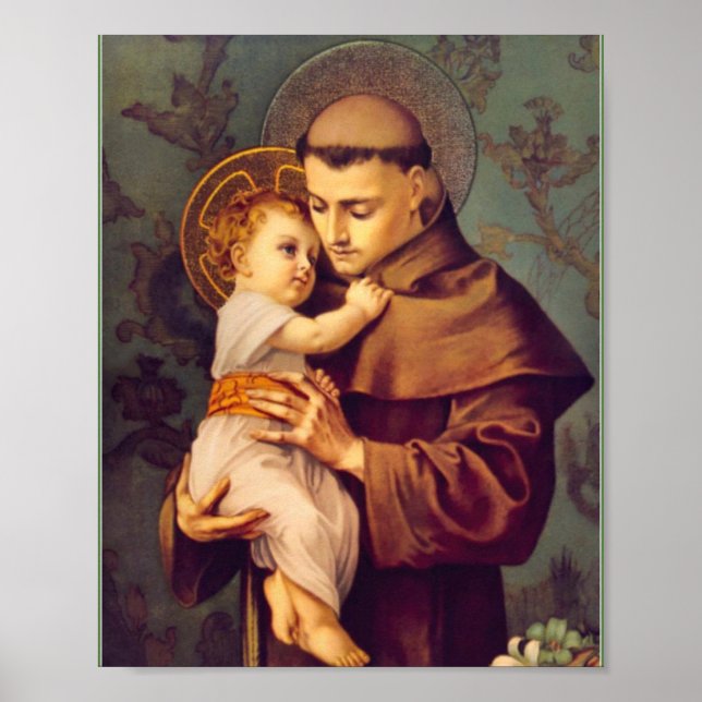 Affiche St Antoine de Padoue avec Baby Jesus Imprimer Post (Devant)