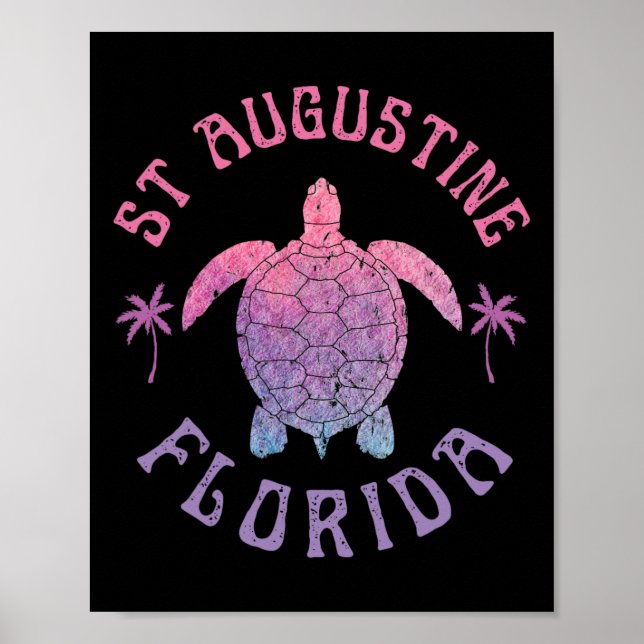 Affiche St Augustine Beach Florida Sea Turtle Summer Vacat (Devant)