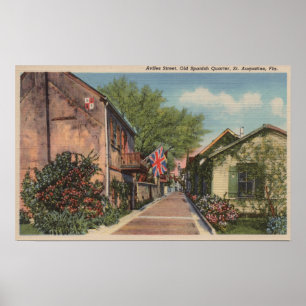 Affiche St Augustine, FL - Aviles St. en vieux espagnol