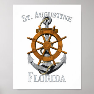 Affiche St Augustine Florida Vacation Nautique Ancre Hel