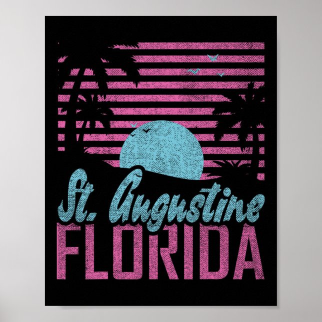 Affiche St. Augustine Floride Fl Citron État Miami Vibes  (Devant)