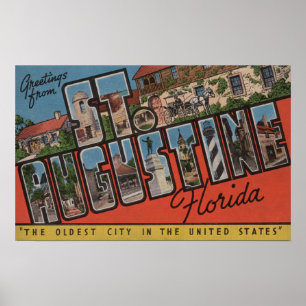 Affiche St. Augustine, Floride - Grandes Lettres Scènes 2