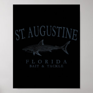Affiche St augustine floride requin rétro art pêche sur ar