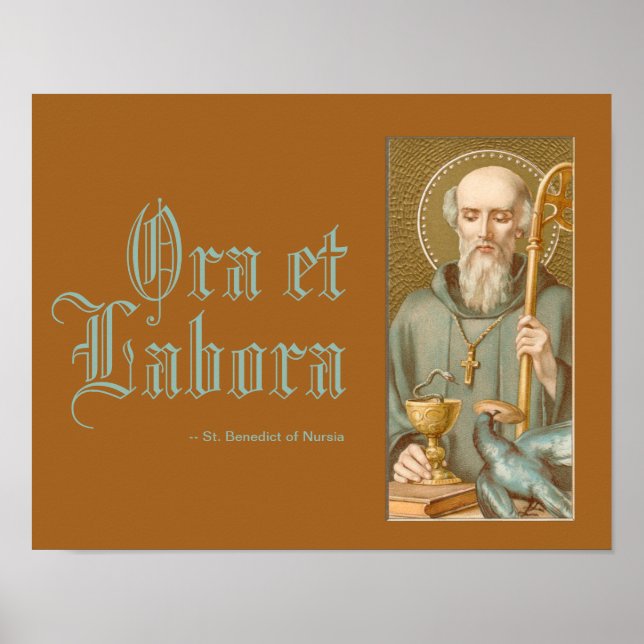 Affiche St. Benoît de Nursie (JM 07; devise latine) (Devant)