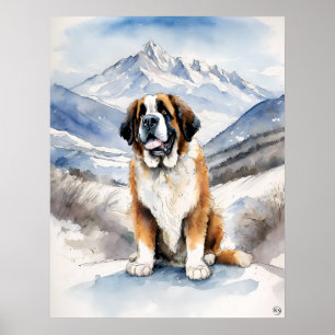 Affiche St. Bernard - Art Chien Imprimer