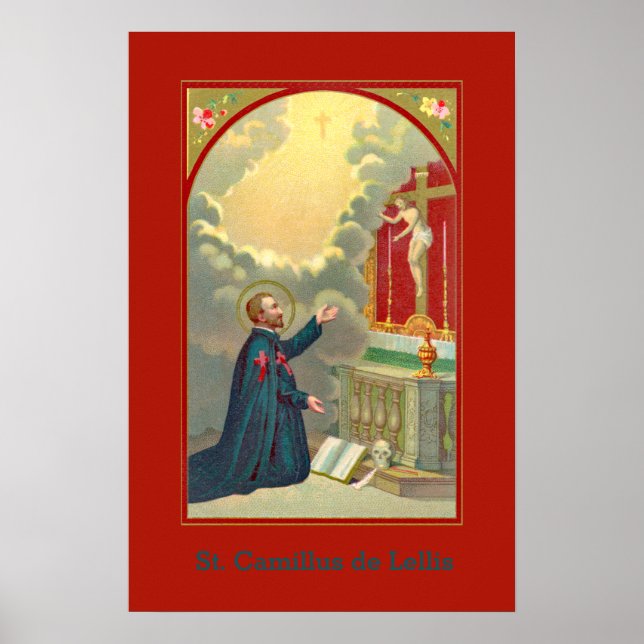 Affiche St. Camillus priant devant un crucifix (M 020) (Devant)