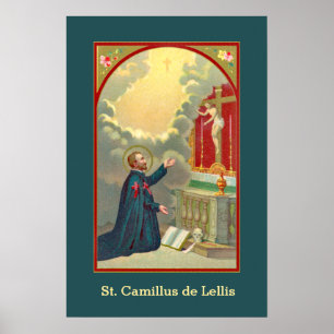 Affiche St. Camillus prier avant un crucifix (M 020)