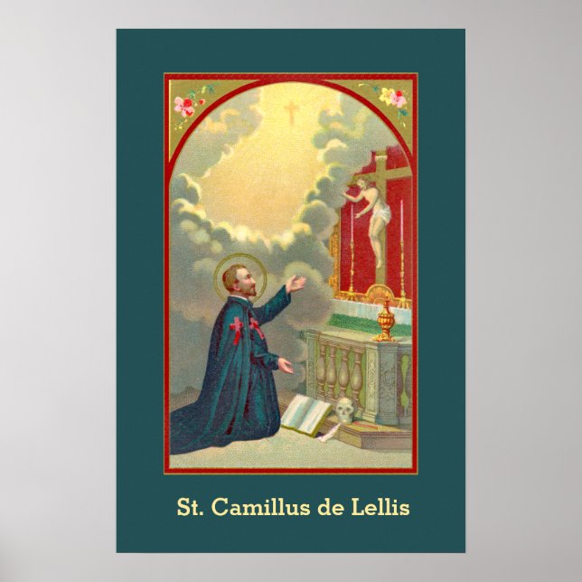 Affiche St. Camillus prier avant un crucifix (M 020) (Devant)