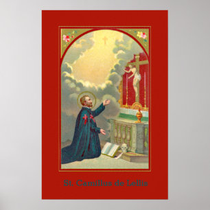 Affiche St. Camillus prier avant un crucifix (M 020)
