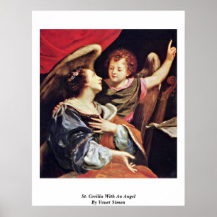 Affiche St Cecilia Avec Un Ange Par Vouet Simon