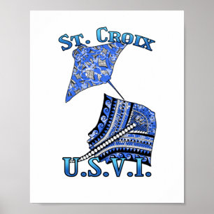 Affiche St Croix U V.I. Vacation Tribal Stingray Océan