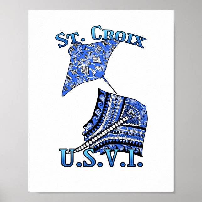 Affiche St Croix U V.I. Vacation Tribal Stingray Océan (Devant)