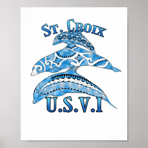 Affiche St. Croix USVI Dauphins tribaux de vacances