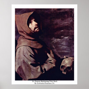 Affiche St Francis méditant avec le crâne