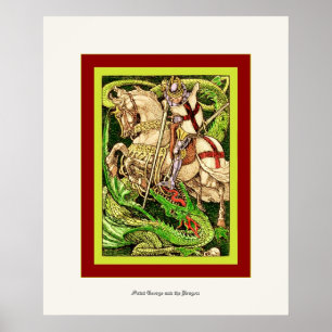 Affiche St George et l'art vintage Nouveau de ~ de dragon