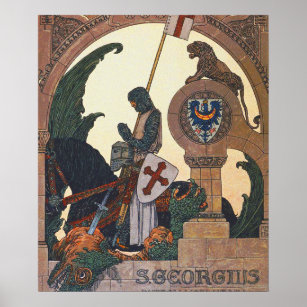 Affiche St George et le Dragon - Heinrich Lefler