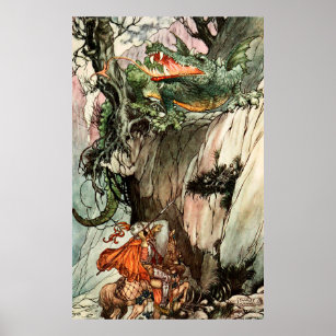 Affiche St George et le dragon par Charles Folkard