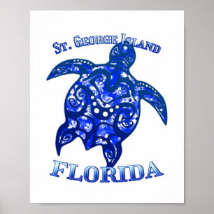 Affiche St. George Florida Vacation Tortue tribale