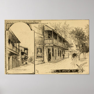 Affiche St. George Street, St. Augustine, Floride