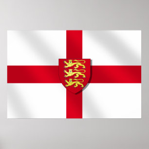 Affiche St. George's cross flag England 3 lions 2012Poster