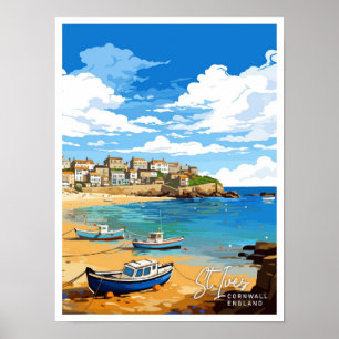 Affiche St Ives Cornwall Angleterre Illustration de voyage
