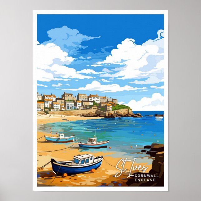 Affiche St Ives Cornwall Angleterre Illustration de voyage (Devant)