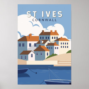 Affiche St Ives Cornwall Angleterre Retro Travel Art Vinta