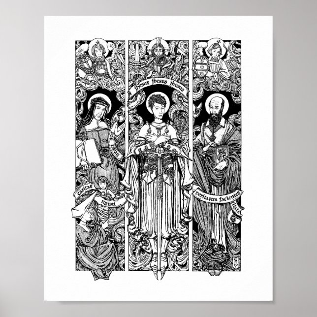 Affiche St. Joan avec Sts. Louise et Francis de Sales (Devant)